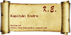 Kapitán Endre névjegykártya